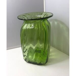 Vintage Art Glass Vase Green Hand Blown